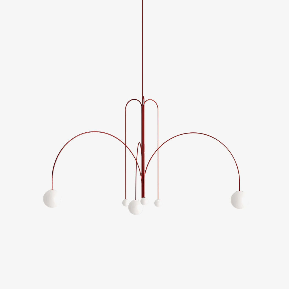 Hanglamp Art Deco met Boogvormige Armen en Glazen Bollen