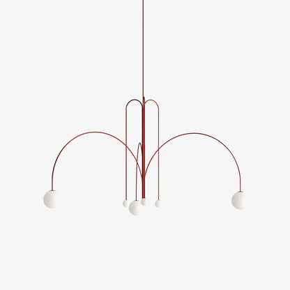 Hanglamp Art Deco met Boogvormige Armen en Glazen Bollen