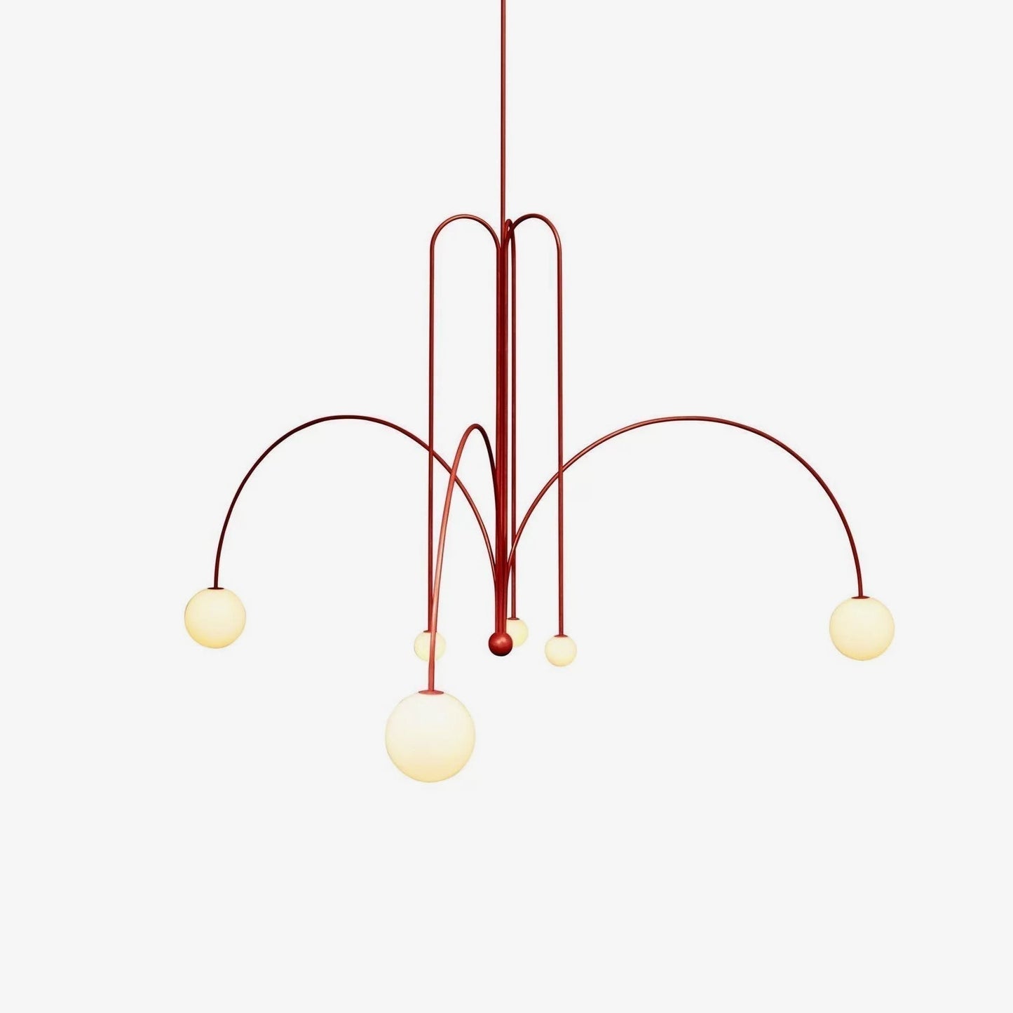 Hanglamp Art Deco met Boogvormige Armen en Glazen Bollen