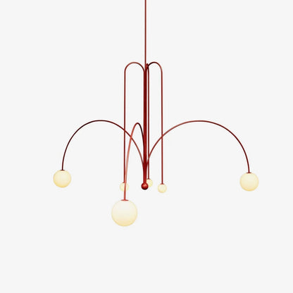 Hanglamp Art Deco met Boogvormige Armen en Glazen Bollen