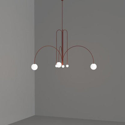 Hanglamp Art Deco met Boogvormige Armen en Glazen Bollen