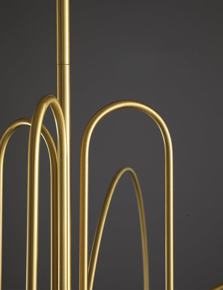 Hanglamp Art Deco met Boogvormige Armen en Glazen Bollen