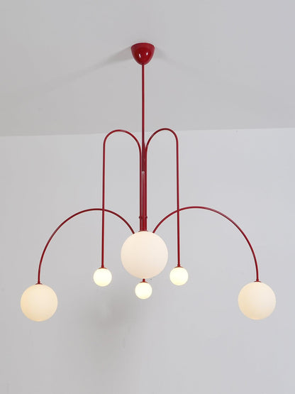Hanglamp Art Deco met Boogvormige Armen en Glazen Bollen