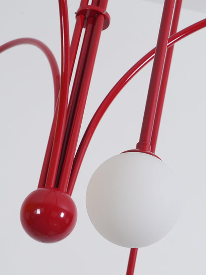 Hanglamp Art Deco met Boogvormige Armen en Glazen Bollen