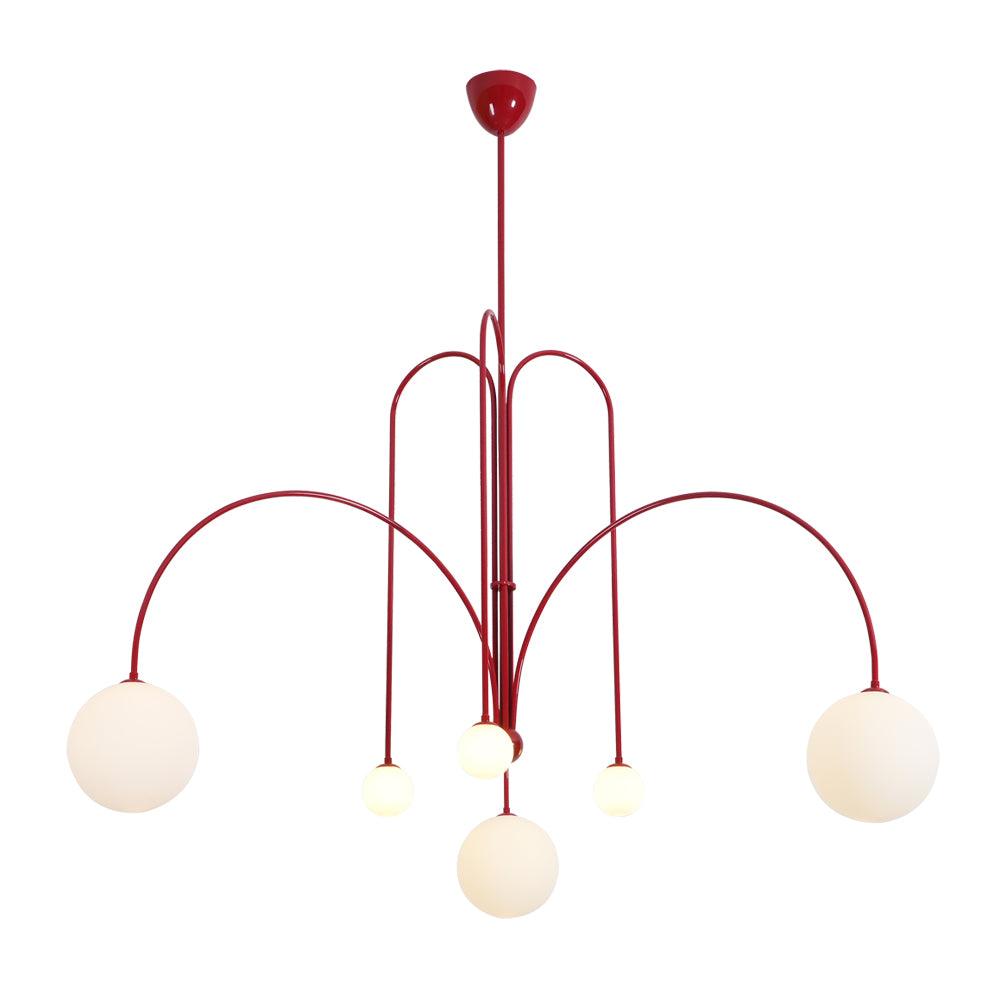 Hanglamp Art Deco met Boogvormige Armen en Glazen Bollen ##POS:52##
