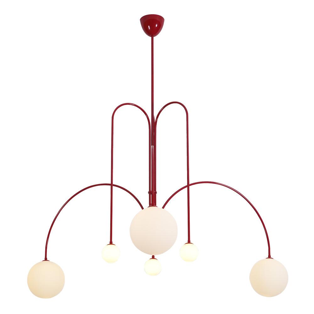Hanglamp Art Deco met Boogvormige Armen en Glazen Bollen
