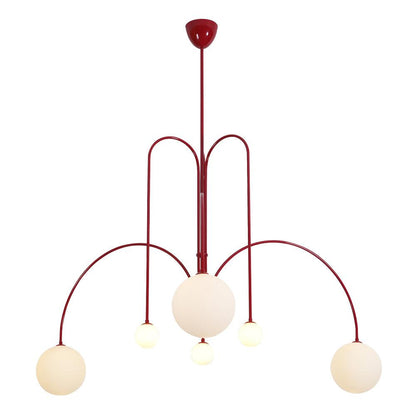 Hanglamp Art Deco met Boogvormige Armen en Glazen Bollen
