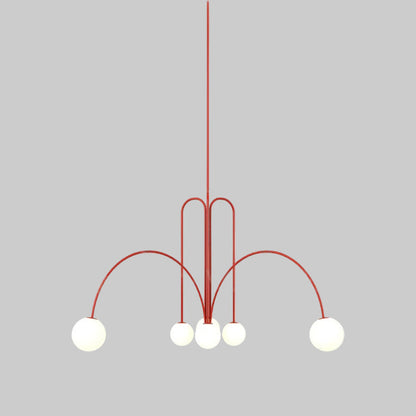 Hanglamp Art Deco met Boogvormige Armen en Glazen Bollen