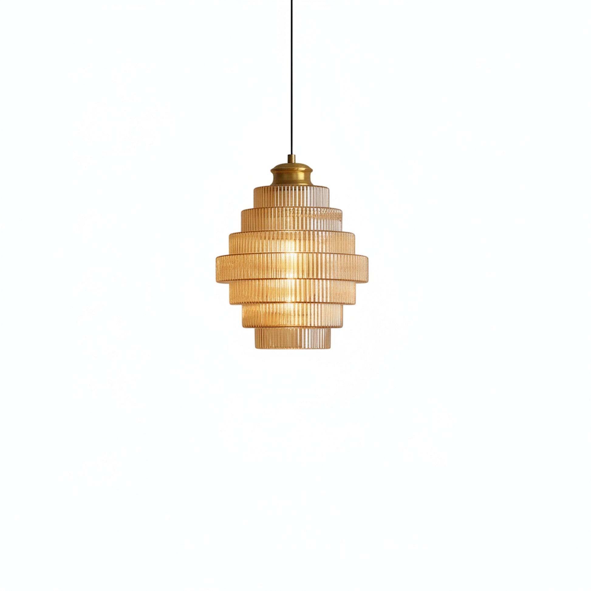 Hanglamp Art Deco met Gelaagde Glazen Kap en Verstelbaar Snoer