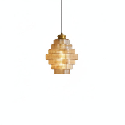 Hanglamp Art Deco met Gelaagde Glazen Kap en Verstelbaar Snoer