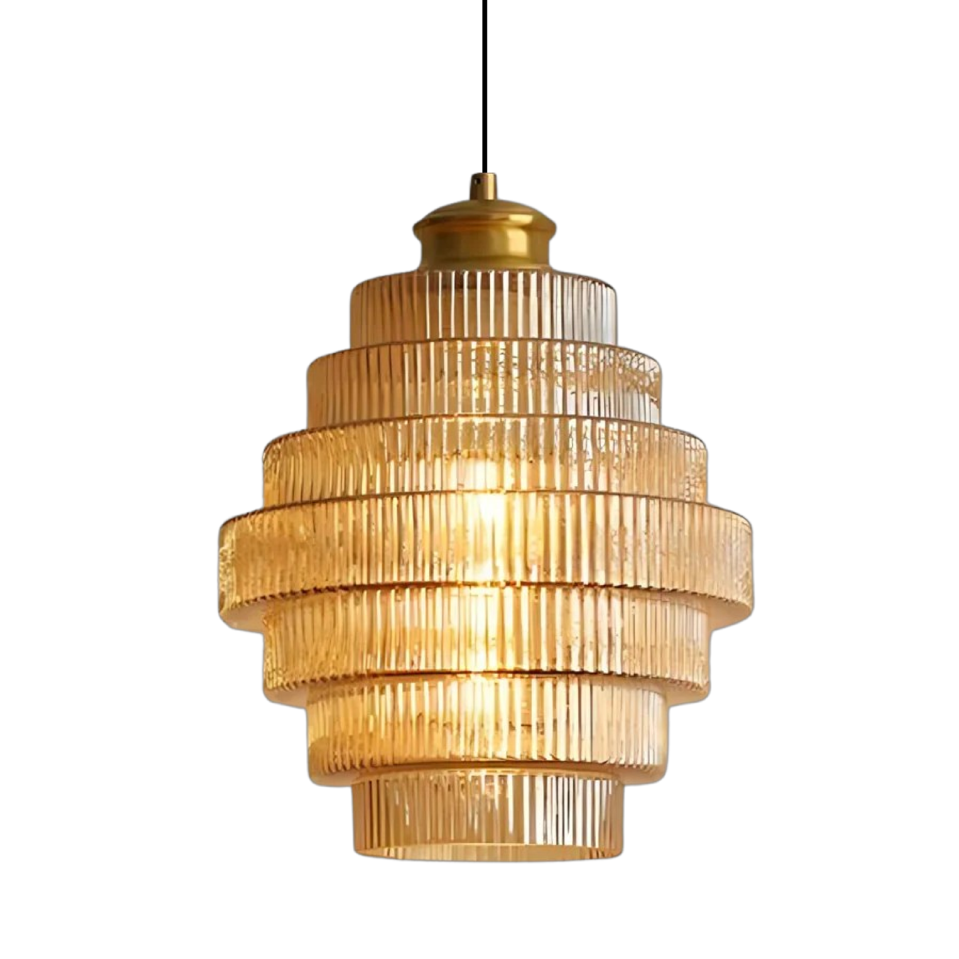 Hanglamp Art Deco met Gelaagde Glazen Kap en Verstelbaar Snoer