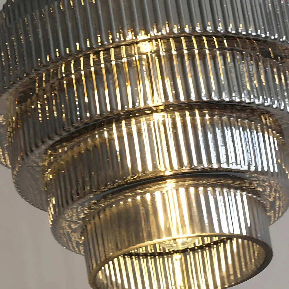 Hanglamp Art Deco met Gelaagde Glazen Kap en Verstelbaar Snoer