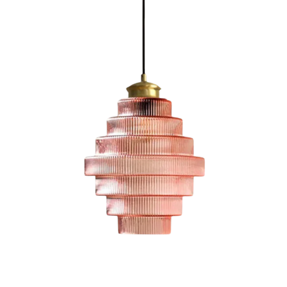 Hanglamp Art Deco met Gelaagde Glazen Kap en Verstelbaar Snoer