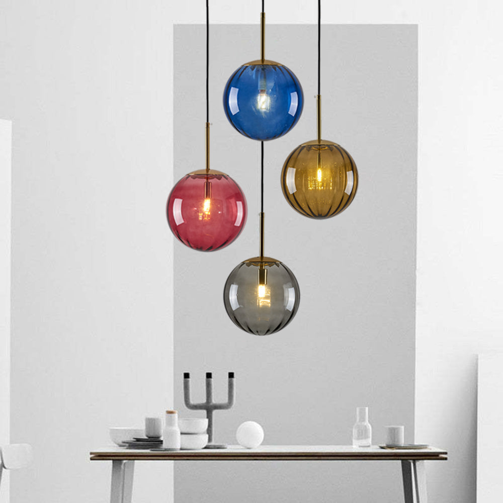 Hanglamp Art Deco met Glazen Bol en Verstelbare Hoogte