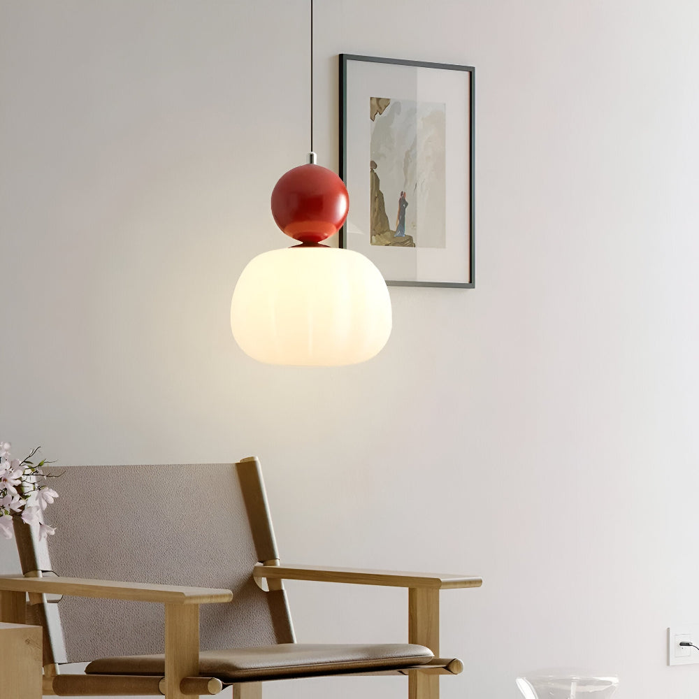 Hanglamp Art Deco met Glazen Kap en Decoratieve Bol