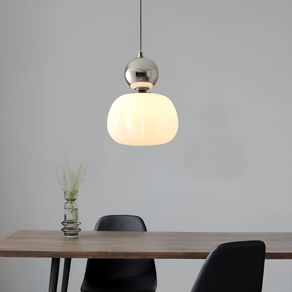 Hanglamp Art Deco met Glazen Kap en Decoratieve Bol