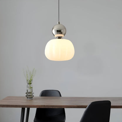Hanglamp Art Deco met Glazen Kap en Decoratieve Bol