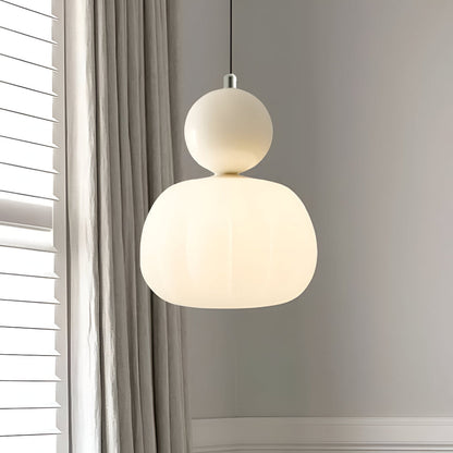 Hanglamp Art Deco met Glazen Kap en Decoratieve Bol
