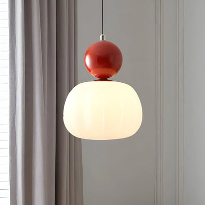 Hanglamp Art Deco met Glazen Kap en Decoratieve Bol