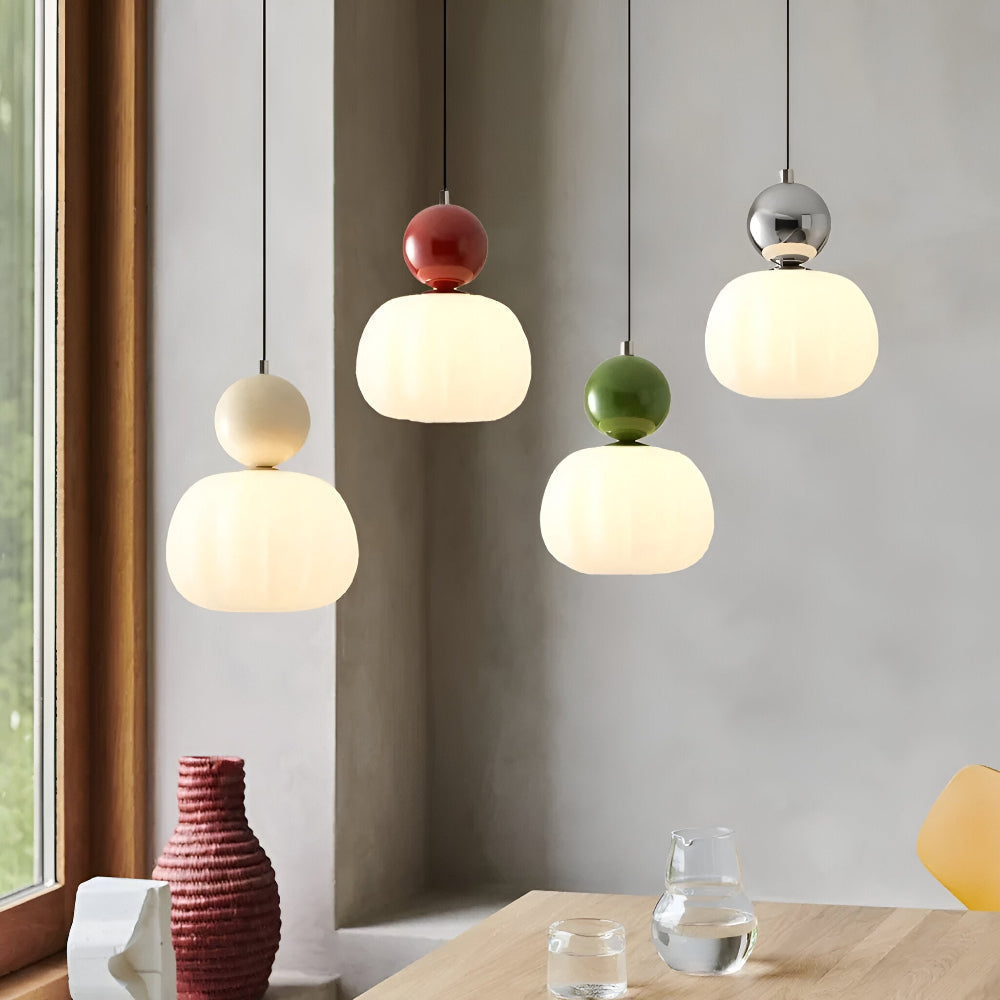 Hanglamp Art Deco met Glazen Kap en Decoratieve Bol