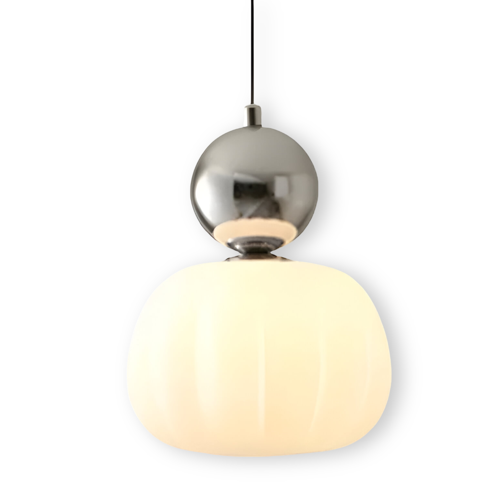 Hanglamp Art Deco met Glazen Kap en Decoratieve Bol