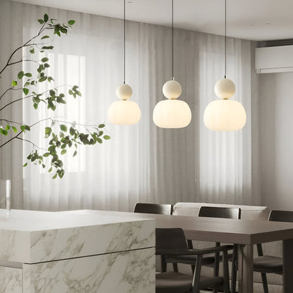 Hanglamp Art Deco met Glazen Kap en Decoratieve Bol