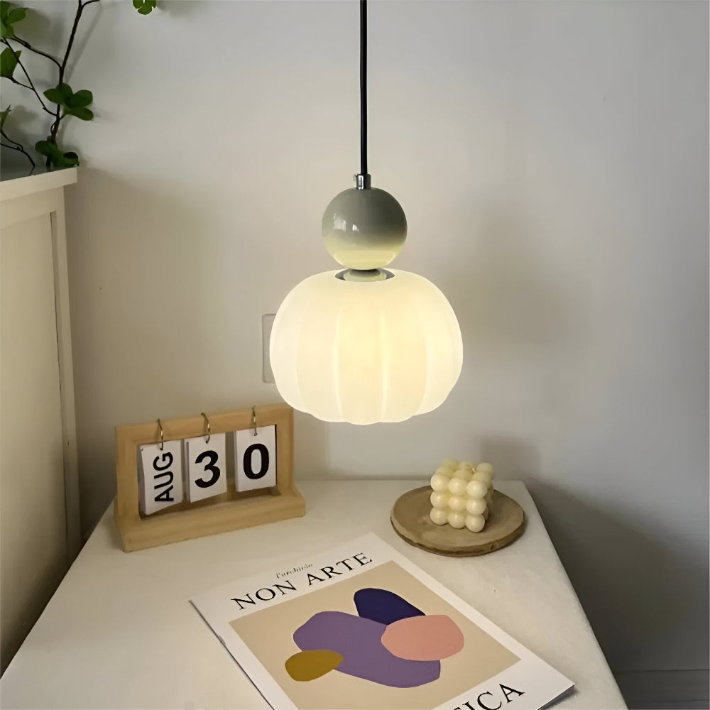 Hanglamp Art Deco met Glazen Kap en Decoratieve Bol