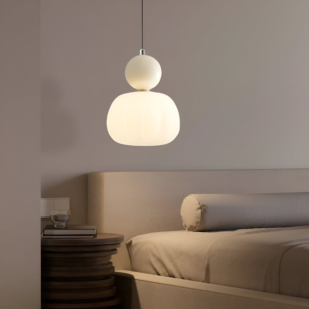 Hanglamp Art Deco met Glazen Kap en Decoratieve Bol