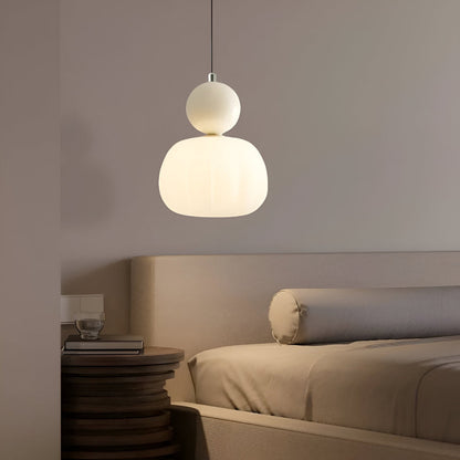 Hanglamp Art Deco met Glazen Kap en Decoratieve Bol
