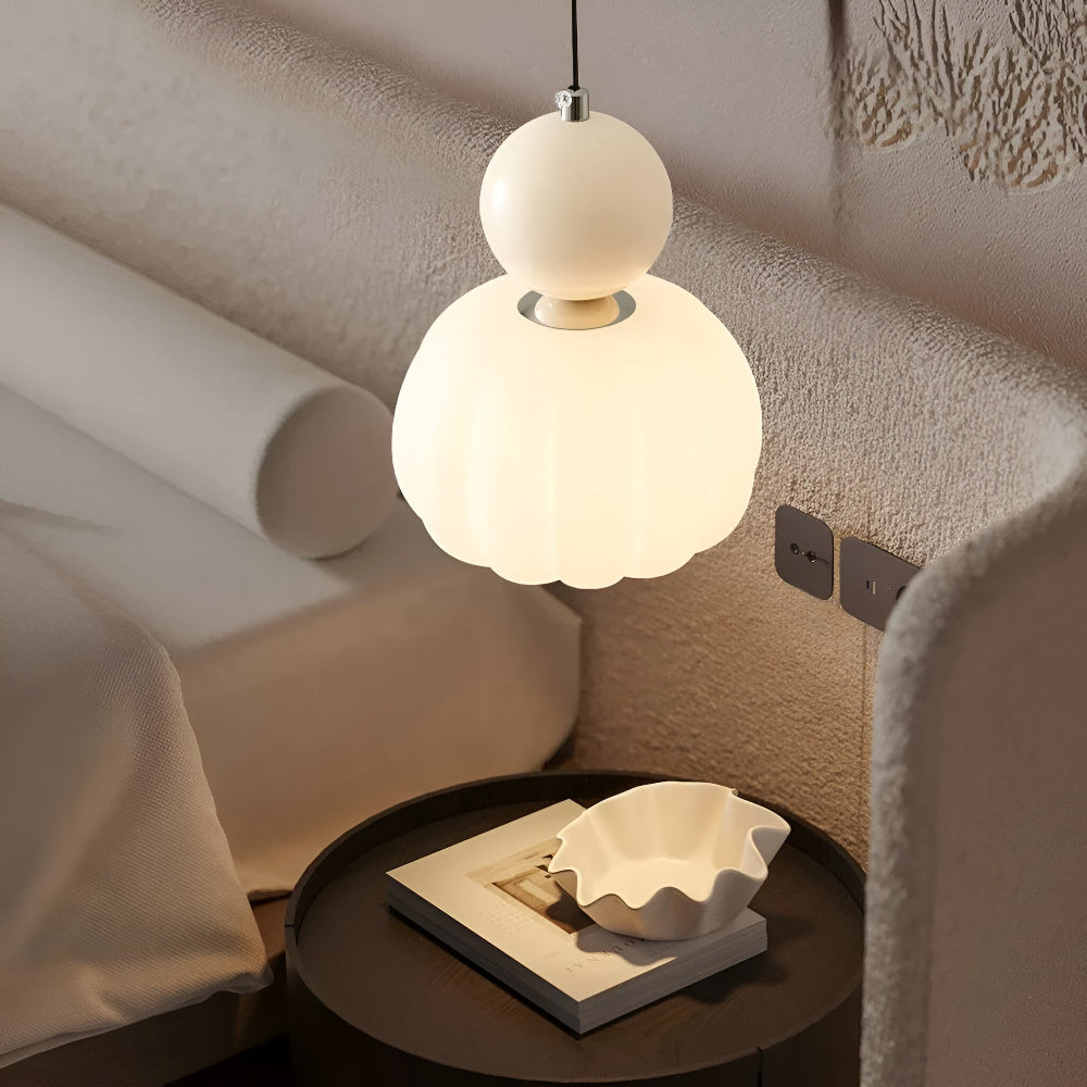 Hanglamp Art Deco met Glazen Kap en Decoratieve Bol