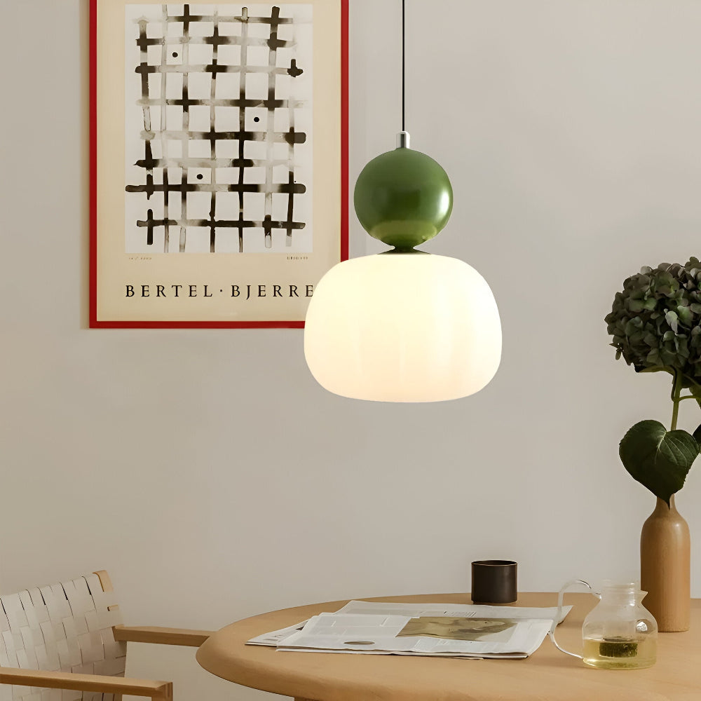 Hanglamp Art Deco met Glazen Kap en Decoratieve Bol