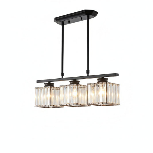 Hanglamp Art Deco met Kristalglazen Kappen en Verstelbare Hoogte