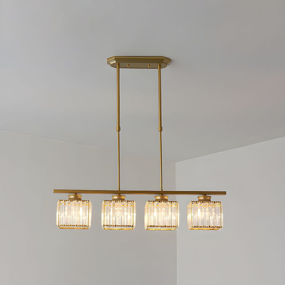 Hanglamp Art Deco met Kristalglazen Kappen en Verstelbare Hoogte