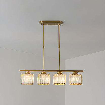 Hanglamp Art Deco met Kristalglazen Kappen en Verstelbare Hoogte