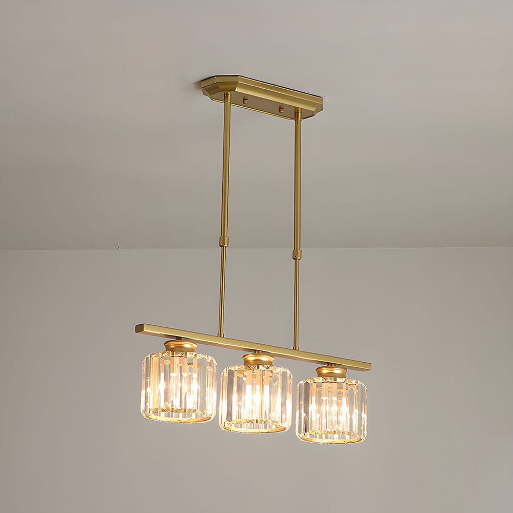 Hanglamp Art Deco met Kristalglazen Kappen en Verstelbare Hoogte