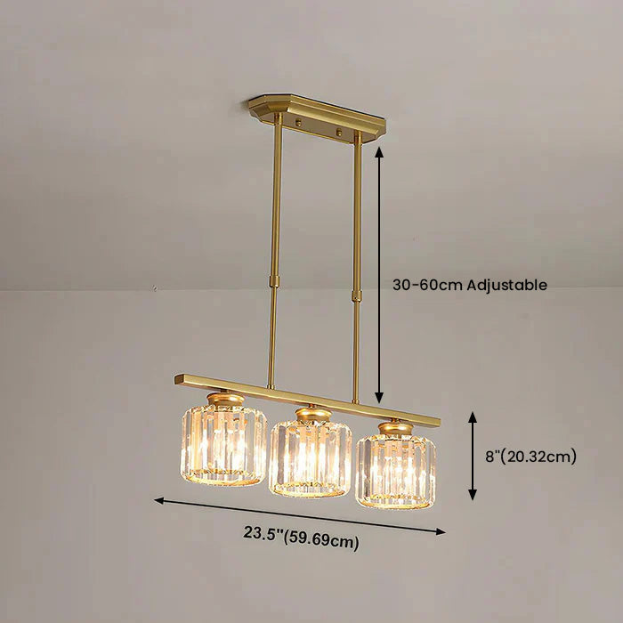 Hanglamp Art Deco met Kristalglazen Kappen en Verstelbare Hoogte