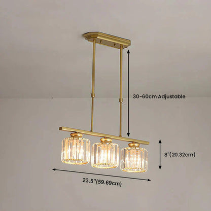 Hanglamp Art Deco met Kristalglazen Kappen en Verstelbare Hoogte