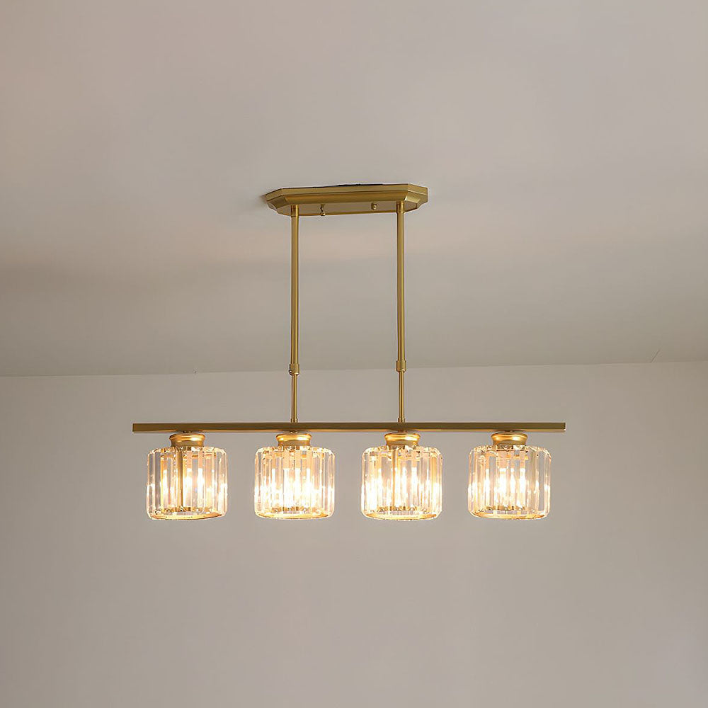 Hanglamp Art Deco met Kristalglazen Kappen en Verstelbare Hoogte