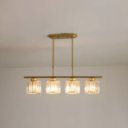 Hanglamp Art Deco met Kristalglazen Kappen en Verstelbare Hoogte