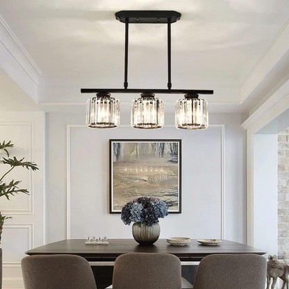 Hanglamp Art Deco met Kristalglazen Kappen en Verstelbare Hoogte