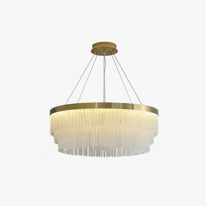 Hanglamp Art Deco met Kristallen Franjes en Gouden Ring