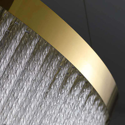 Hanglamp Art Deco met Kristallen Franjes en Gouden Ring