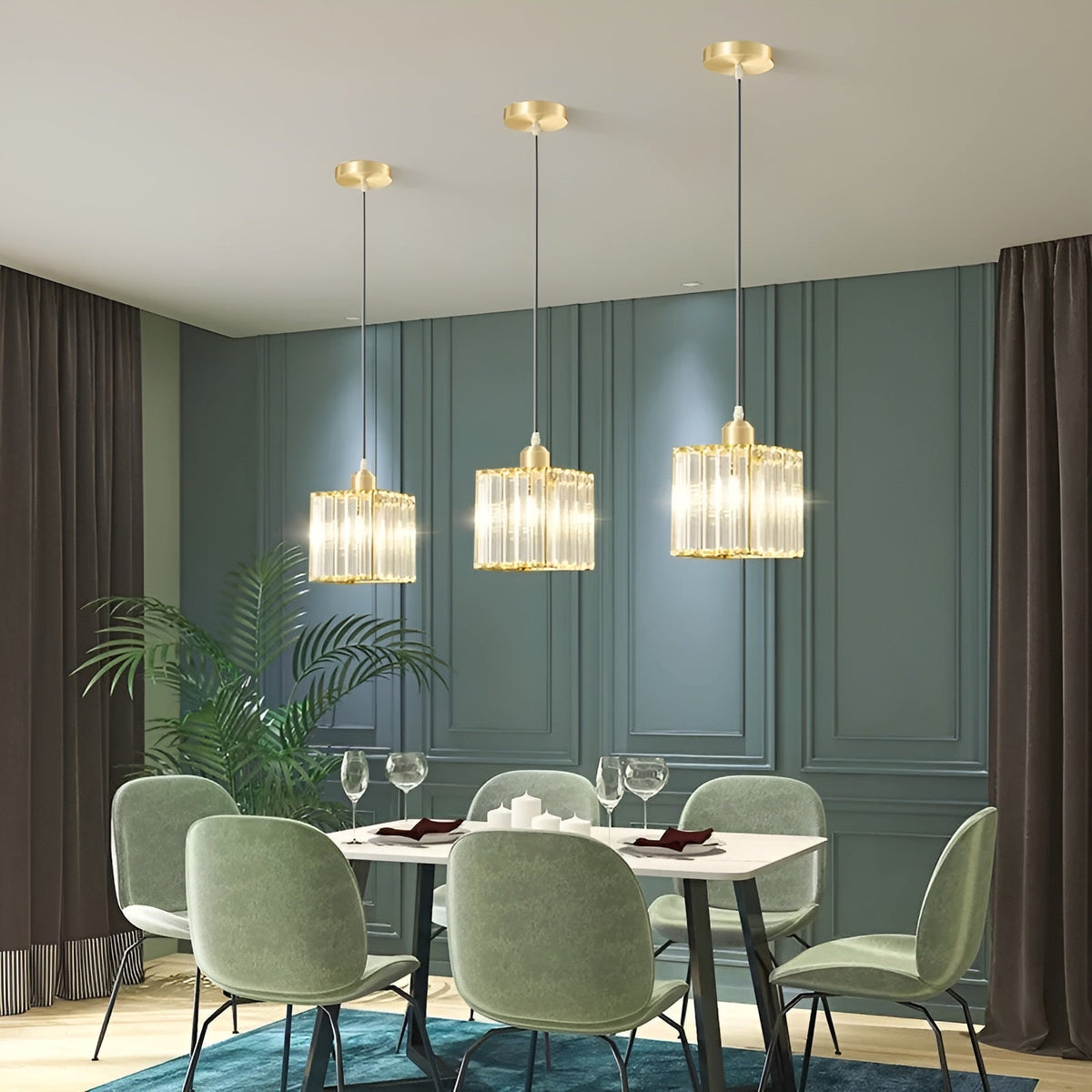 Hanglamp Art Deco met Kristallen Kap en Verstelbare Hoogte