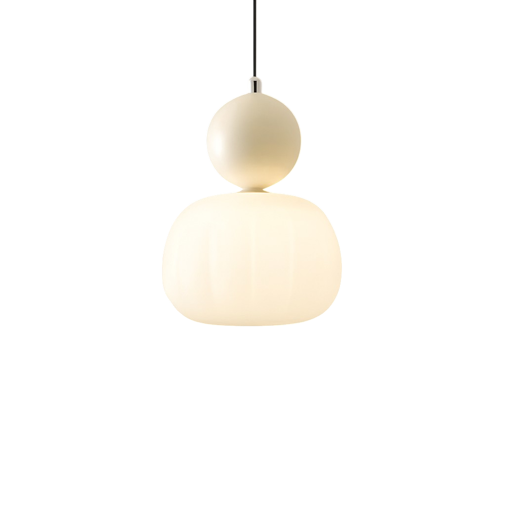 Hanglamp Art Deco met Opaalglasbol en Gekleurde Sfeerbol