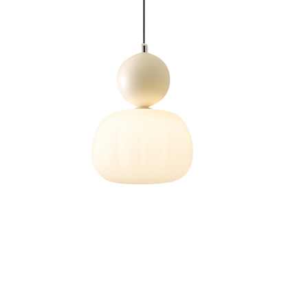 Hanglamp Art Deco met Opaalglasbol en Gekleurde Sfeerbol