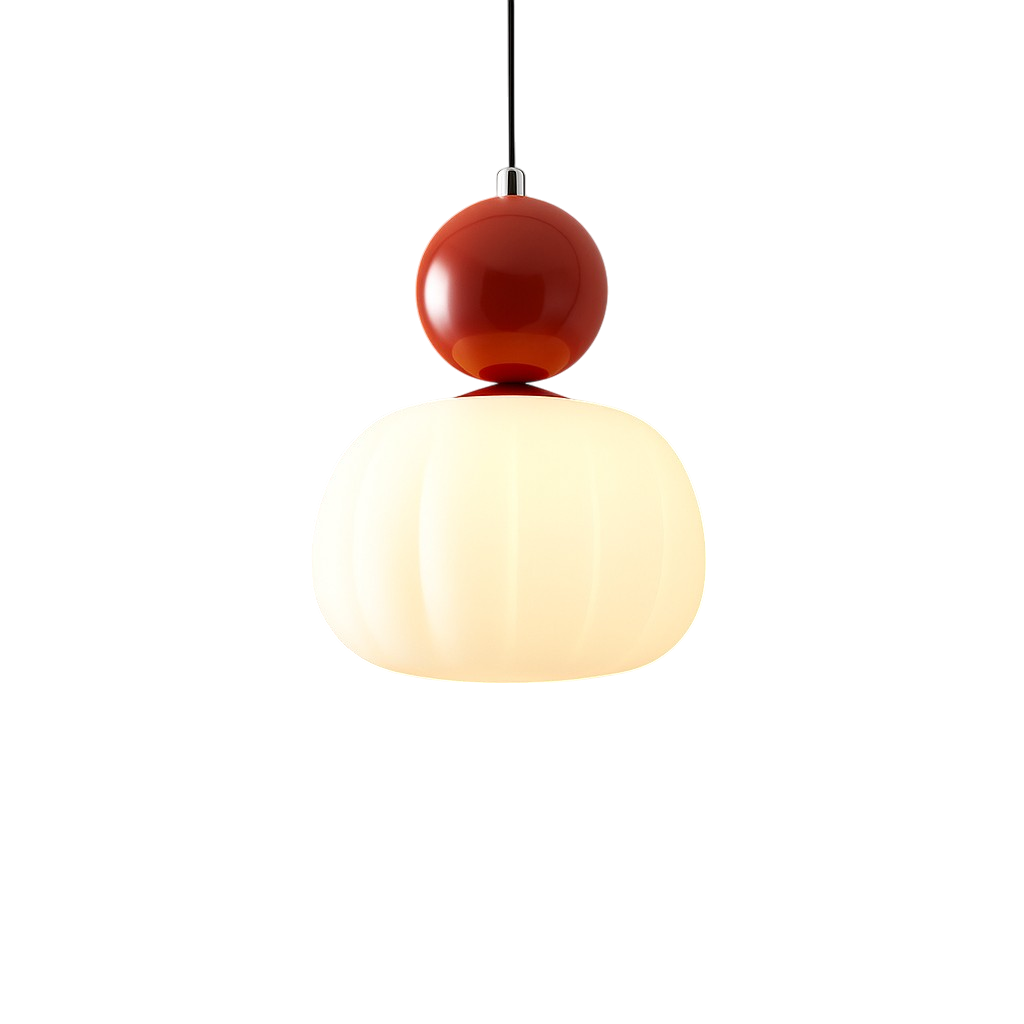 Hanglamp Art Deco met Opaalglasbol en Gekleurde Sfeerbol