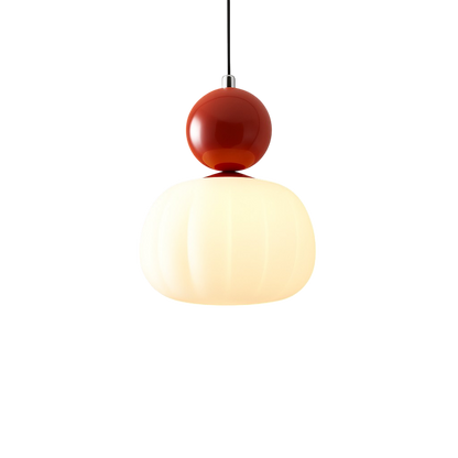 Hanglamp Art Deco met Opaalglasbol en Gekleurde Sfeerbol