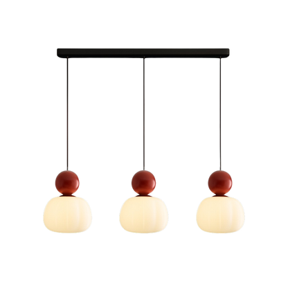 Hanglamp Art Deco met Opaalglasbol en Gekleurde Sfeerbol