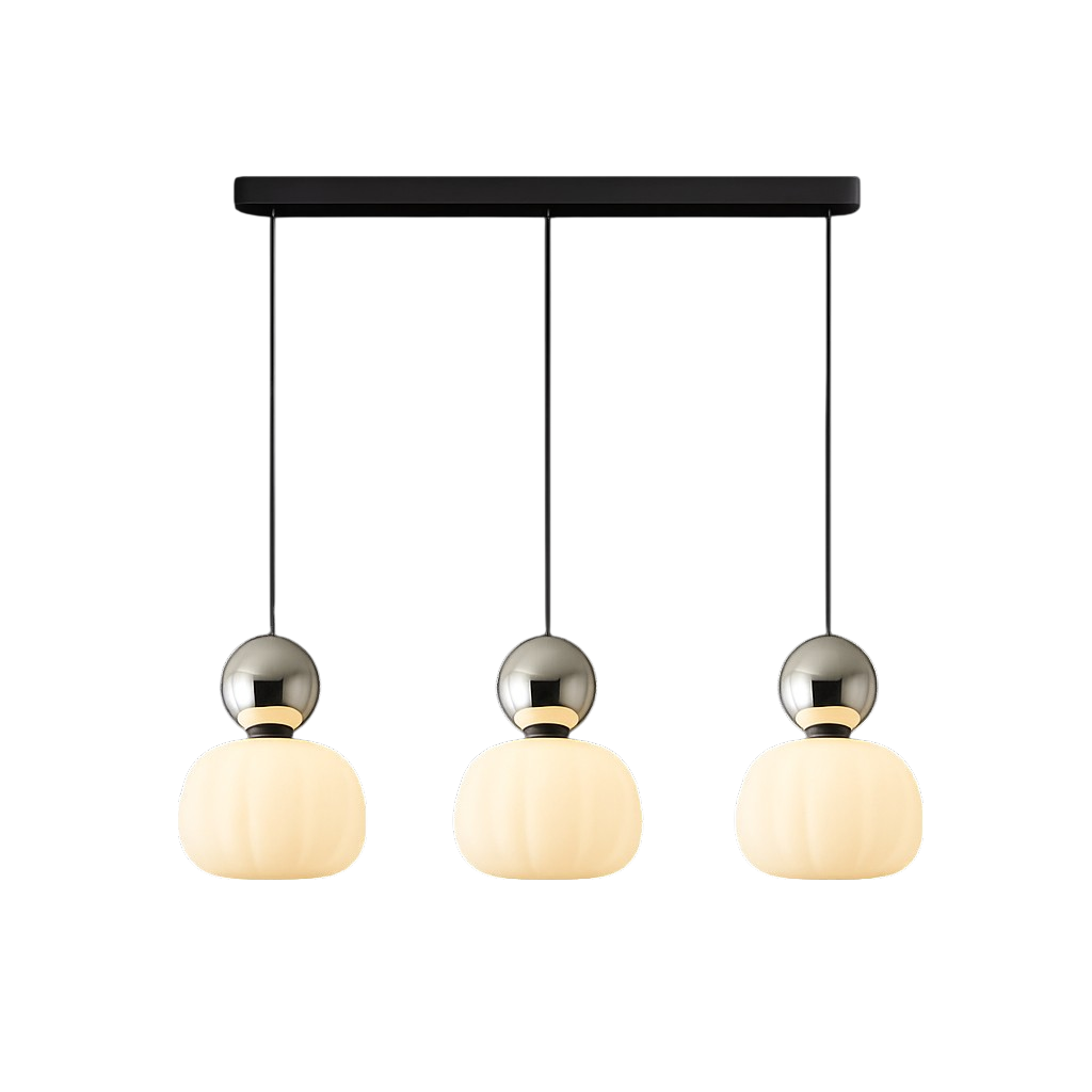 Hanglamp Art Deco met Opaalglasbol en Gekleurde Sfeerbol