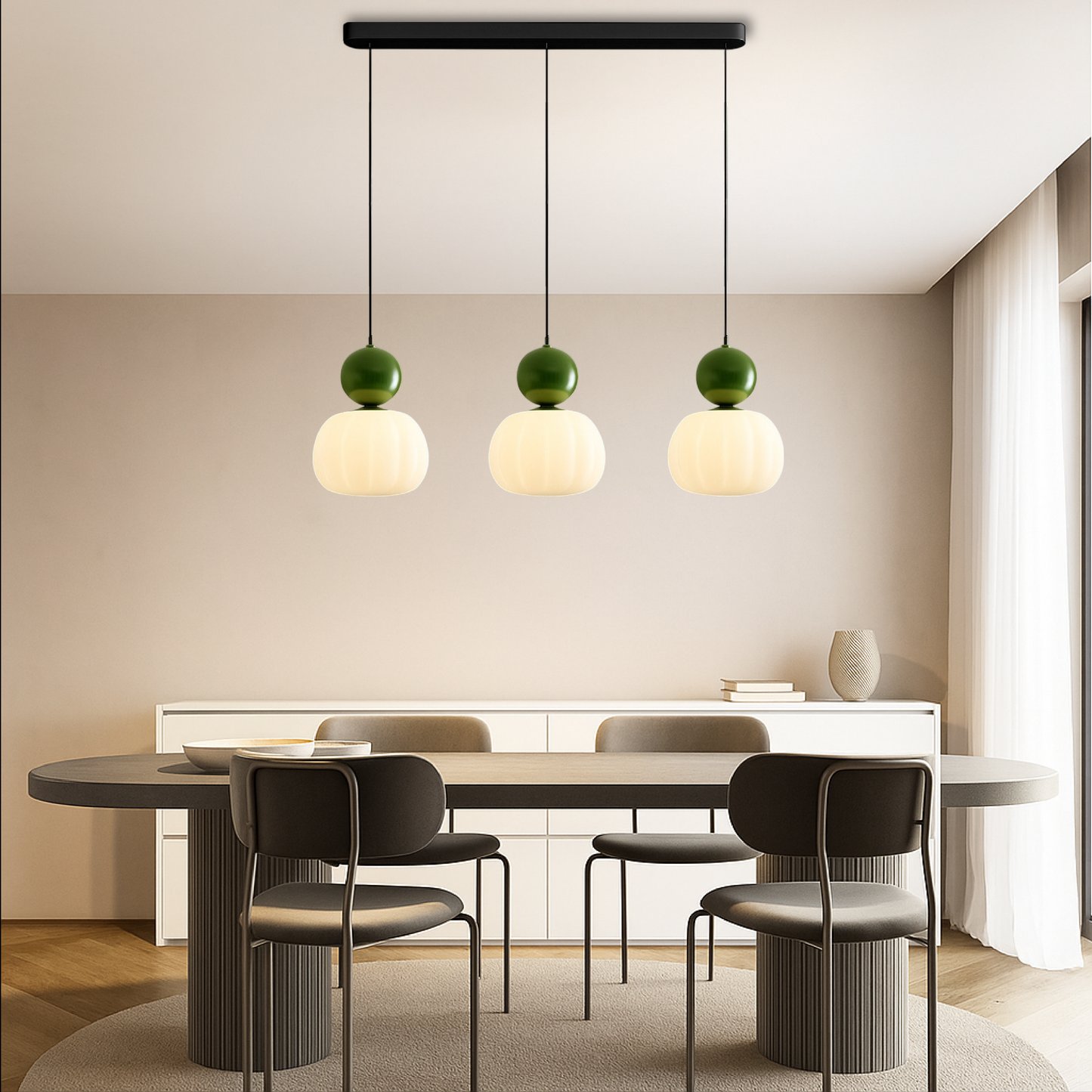 Hanglamp Art Deco met Opaalglasbol en Gekleurde Sfeerbol